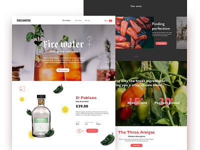 Fire Water: Pepper Liquor🌶 design challenge liquor one pager pepper product product page ui web website