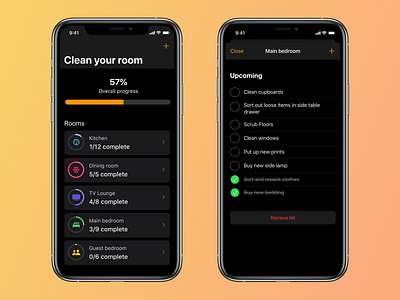 Clean Your Room cleaning dark mode design challenge spring cleaning to do to do app to do list ui user interface ux