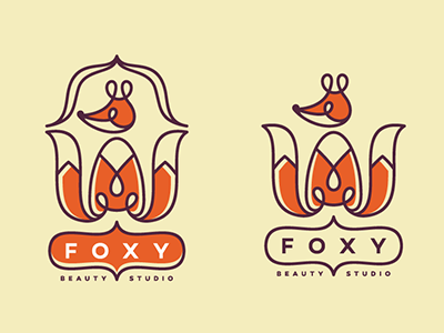 Foxy beauty flower fox foxy ginger linework logo mark mirror siberia stolz studio