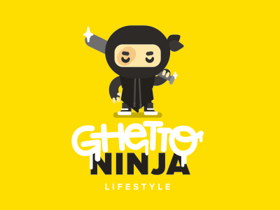 Ghetto ninja bat black character flat ghetto lifestyle logo ninja siberia simple stolz
