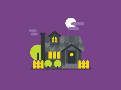 Night House flat halloween house icon illustration night simple stolz