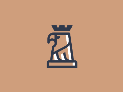Eagle chessman chess chessman crown eagle icon line logo mark simple