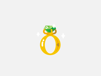 Ring emerald flat gold illustration jewelry ring simple stolz