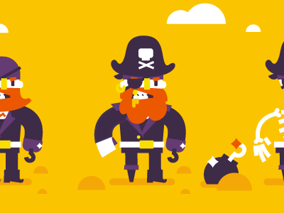 Pirate ahoy beard captain character flat illustration life pirate sailor simple stolz