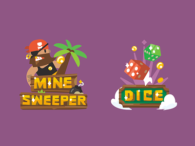 Dice & Mine Sweeper bone casino dice flat game illustration logo mine pirate simple stolz sweeper