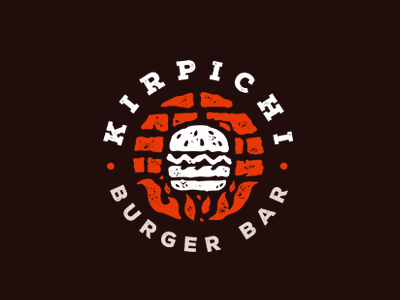 Kirpichi / Bricks/ Burger bar bar bricks burger fire flame kirpichi logo mark stolz