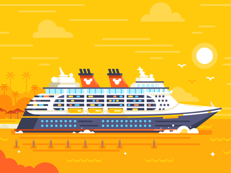 Disney World / Cruise Adventures cruise ship cruise adventures seagull mickey disney world disney flat illustration stolz