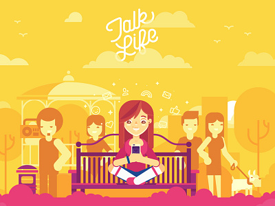 Happy Teen / Magic App / Talk Life animation app dog flat girl illustration park stolz talk life teen