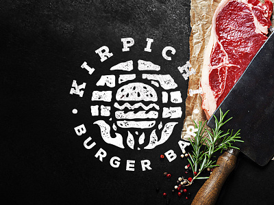 Kirpichi / Bricks/ Burger bar bar bricks burger craft fire flame kirpichi logo mark siberia stolz