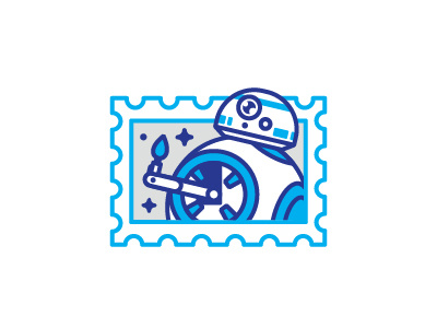 Galactic thumbs up / bb-8 bb 8 droid icon illustration line mark postage stamp star wars sticker stolz thumbs up