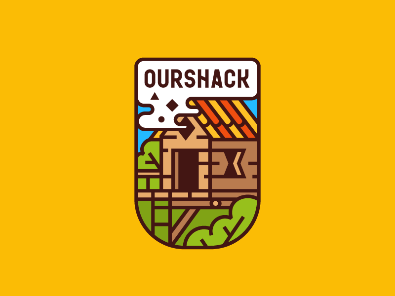 Ourshack / Motion band badge illustration line logo motion shack stolz stroke tree