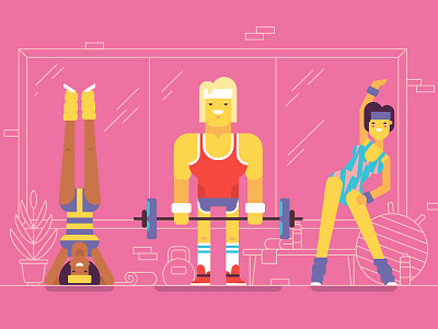 Gym 80s / PornHub / BangFit 80s animation character flat gym illustration line sport stolz vector yoga