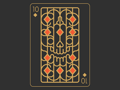 Playing Arts - 10 of Diamonds 10 card diamonds halloween illustration line playingarts pumpkin skull stolz ten