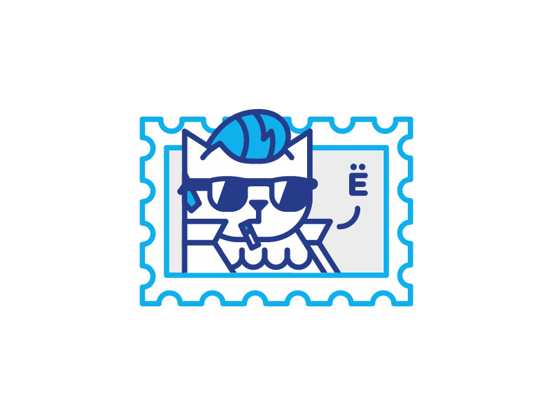 Cat Yeah telegram james dean stolz illustration sticker cat icon line mark postage stamp