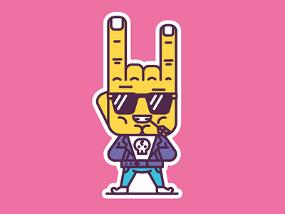 Handbro be cool character hand illustration line skull sticker stolz