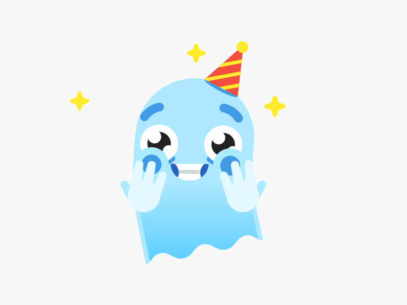 Funny ghost birthday character classic flat fun ghost illustration monster sticker stolz