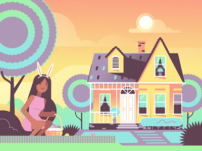 Easter Girl behance character easter egg holiday house illustration landscape pornhub stolz