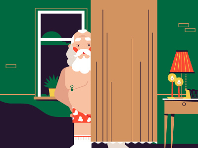Hiding Santa christmas flat illustration pornhub santa simple stolz xmas