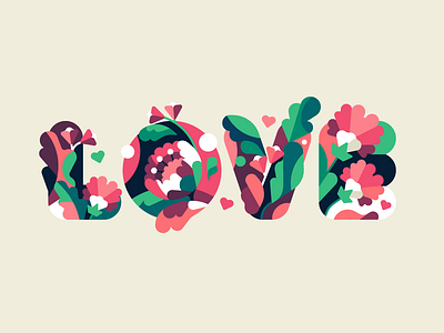 Love flat flower illustration letter love simple stolz typography vector