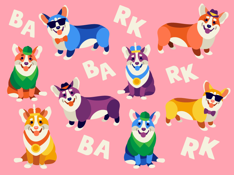 Corgy bark corgis corgi vector character simple flat illustration stolz