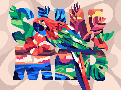 Summer ara design flat illustraion parrot simple stolz vector
