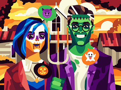 American Halloween american character flat gothic halloween illustration simple stolz vector