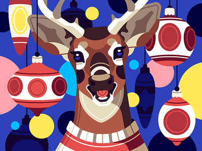 Happy Deer character christmas deer flat illustration stolz vector