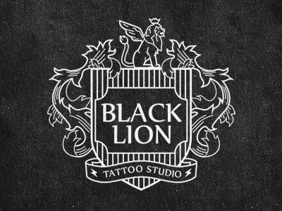 Black Lion Tattoo blacklion branding geraldy lion logo tattoo