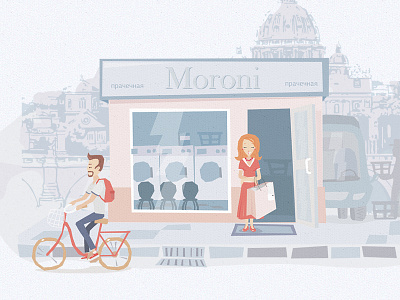 Moroni bike dry cleaning illustration rome