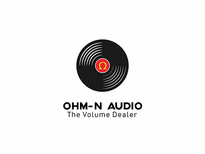 Ohm N Audio black and red branding icon illustration logo logo design minimalist symbol vinyl record