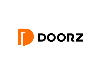 Doorz branding d logo flat icon logo minimalist orange logo typogaphy