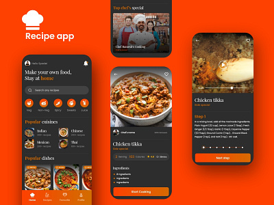 Concept UI for Recipe app concept application food graphic design ui design ui kit