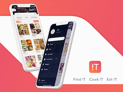 Recipe Mobile App app design hamburger menu logo mobile app recipe app search ui ux web web design