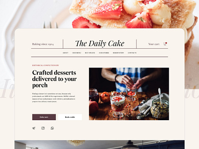 Сonfectionery Landing | The Daily Cake branding cafe cafe landing clean design dessert landing landing page pastry restaurant restaurant landing sweets tasty ui