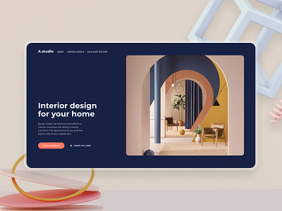 Interior design studio - A.studio 3d branding clean design design figma interior interior design landing landing page minimalism ui