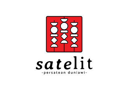 Logo & Branding for Satelit - Satay resto branding design flat food icon illustration logo minimalist red resto satay typography vector