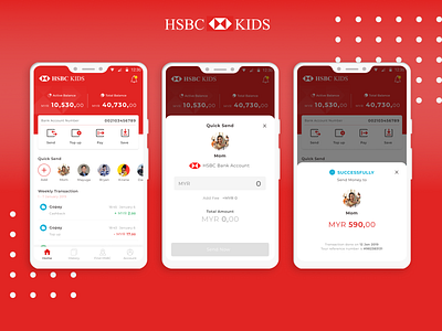 HSBC Kids Banking app banking design figma figmadesign hsbc mobile mobile app design send money ui ui exploration ux uxdesign