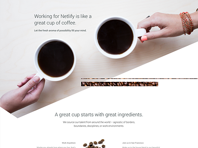 Careers/Jobs Page Concept airy angular careers coffee cup jobs light narrative new recruit recruiting simple