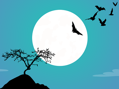 So simple it's spoooooky! bats halloween happy interwebz moon netlify silhouette simple spooky tree