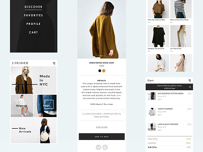 J Fraiser eCommerce | Mobile Screens app ecommerce fashion ios minimal mobile store