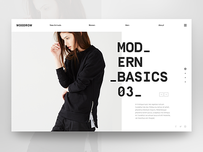 Woodrow | Header Panel ecommerce fashion minimal typography ui web website