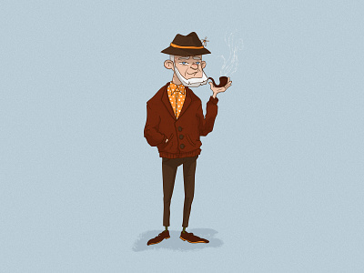 grandfather beard bearded man cartoon character illustration characterdesign digitalart gentleman grandfather illustration smoke