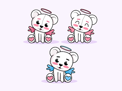cute bear angel bear cartoon characterdesign children cute cute animal digitalart heart illustration pink sweet teddybear