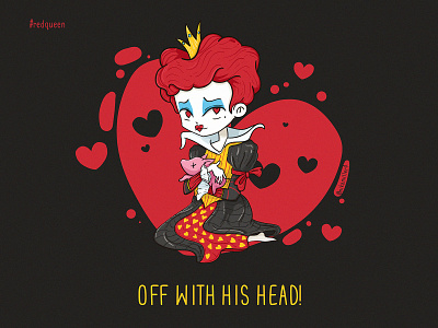 Red Queen cartoon characterdesign digitalart fairytale heart illustration pig queen red queen redhead wonderland