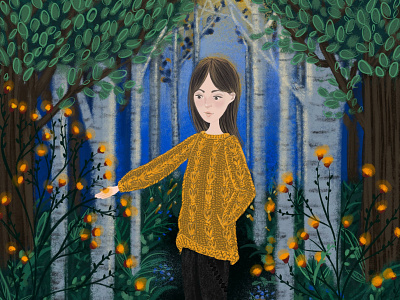 Flowers at dusk character character art digital illustration digital illustrations fashion art fashion illustration illustration kid art kidlit procreate storybook art
