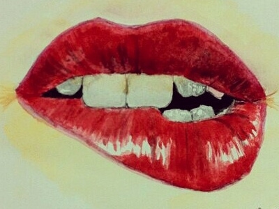 Nervous art illustration lips painting red watercolor