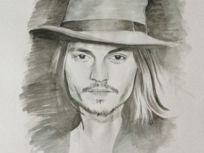 Johnny Depp art artwork illustration painting watercolor