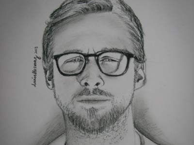 Ryan Gosling actor celebrity charcoal drawing portrait sketching