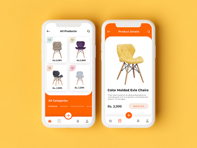 Furniture App application buy concept design furniture app orange ui yellow