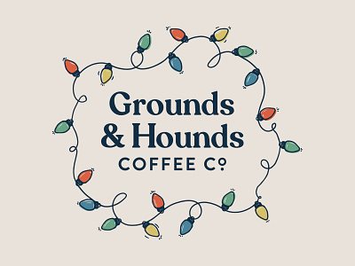 Grounds & Hounds – Holiday Lights christmas christmas lights coffee colorful cute design digital digital illustration dog rescue dogs drawing festive groundsandhounds holiday hounds illustration logo minimal typography winter